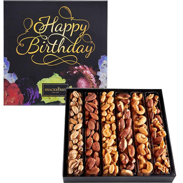 Happy Birthday Nuts Gift Basket, Gourmet Snack Box,In Elegant Box, Gift Set Birthday Party, For Men And Women. Kosher, Snackberry (Assortment #1)