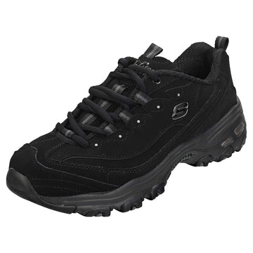 Skechers Sport Womens Dlites-Play On - Me Time - Memory Foam Lace-Up Sneaker,Blackblack,11 M Us