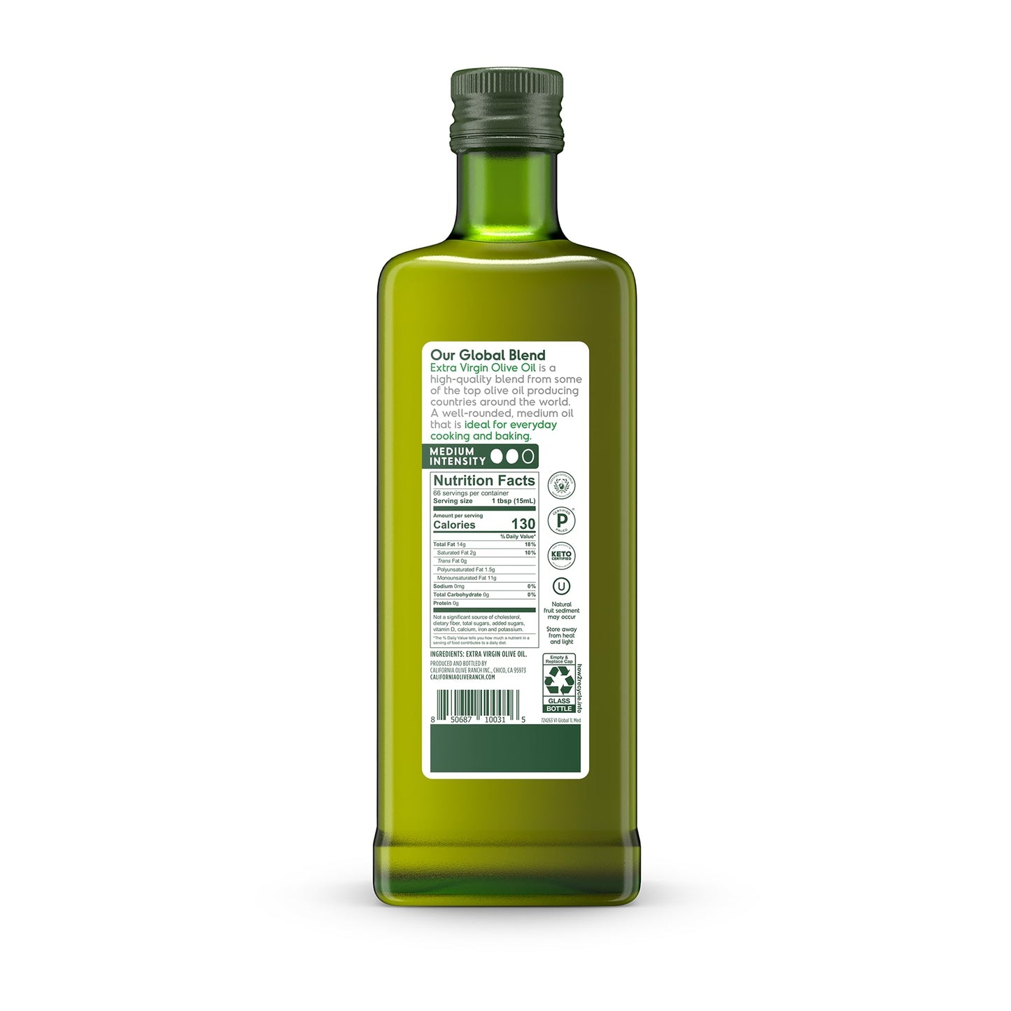 California Olive Ranch, Global Blend Medium Extra Virgin Olive Oil, 1L (Pack of 1)