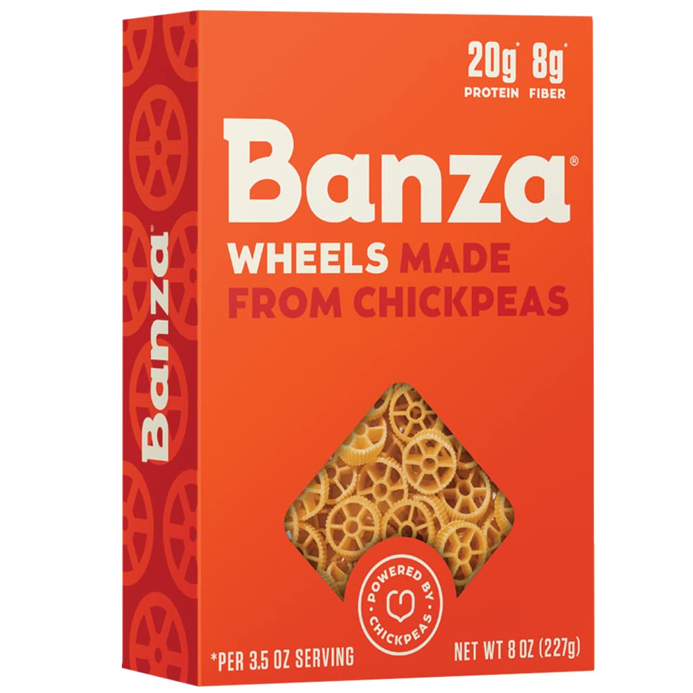 Banza Wheels Pasta - Gluten Free, High Protein, and Lower Carb Pasta, 8oz