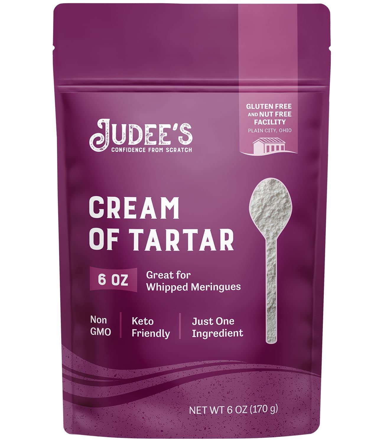 Judees Gluten Free Cream of Tartar - Non-GMO Baking Stabilizer - 6 oz, Pack of 1