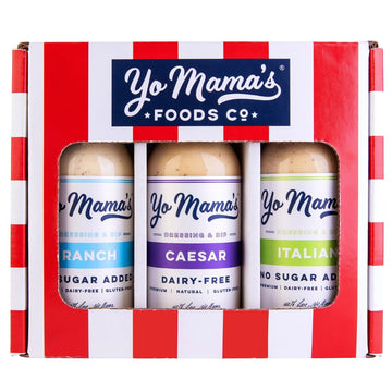 Yo Mama’S Foods Low-Carb Dressings Gift Set | Includes (1) Ranch, (1) Caesar, (1) Italian | Sugar-Free | Dairy-Free | Gluten-Free And Made From Fresh Ingredients