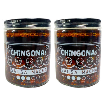 CHiNGONAs Salsa Macha (2-Pack) - Gourmet Mexican Oil-based Chili Crunch Sauce, Vegan and Gluten-Free, Crunchy Chili Oil, 6 oz