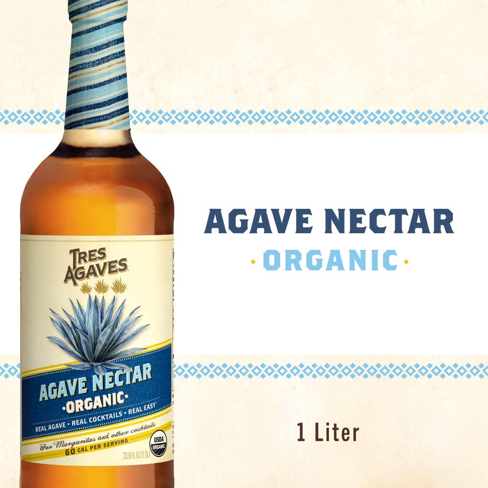 Tres Agaves Organic Agave Nectar - 100% Blue Agave Sweetener, Vegan, Gluten-Free, 750mL Bottle