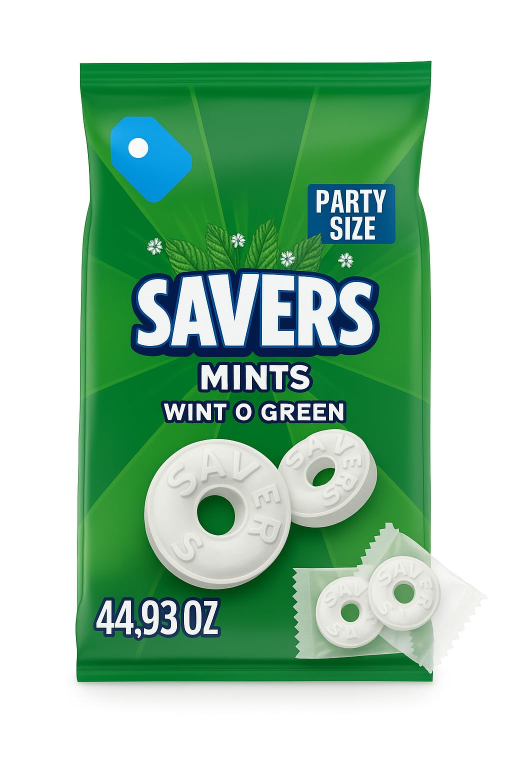 Mints, Bulk Hard Candy Wint-O-Green Breath Mints, 44.93 oz Party Size 431716