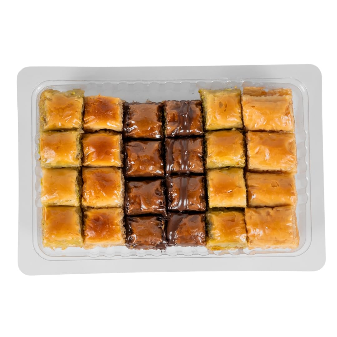 Loccumia Baklava Pastry Gift Box Halal Snacks with Chocolate, Pistachios, Walnuts, Hazelnuts, Shatila Arabic Greek Turkish Bakla