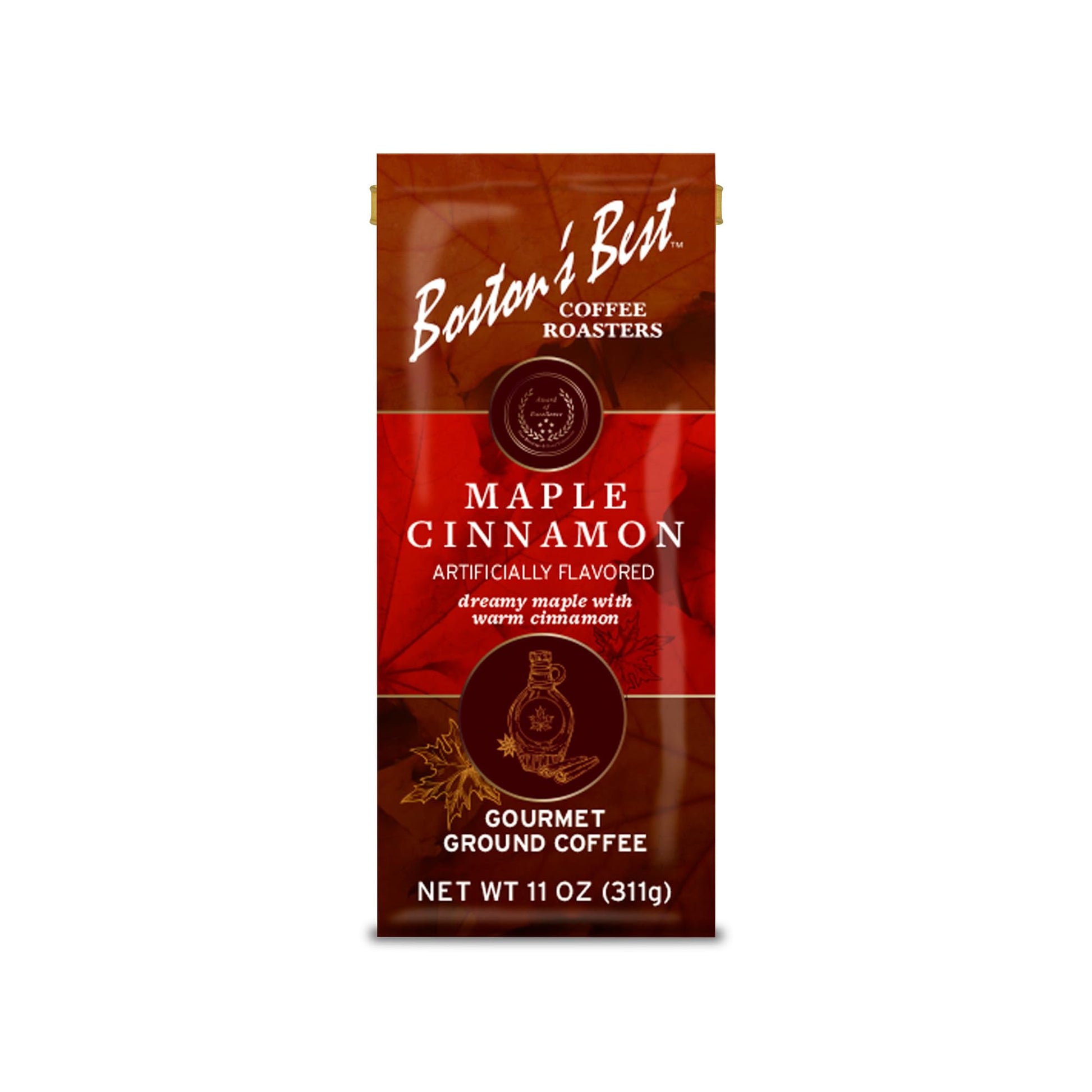 Bostons Best Coffee - Maple Cinnamon Flavored Gourmet Ground Coffee, 11 oz.