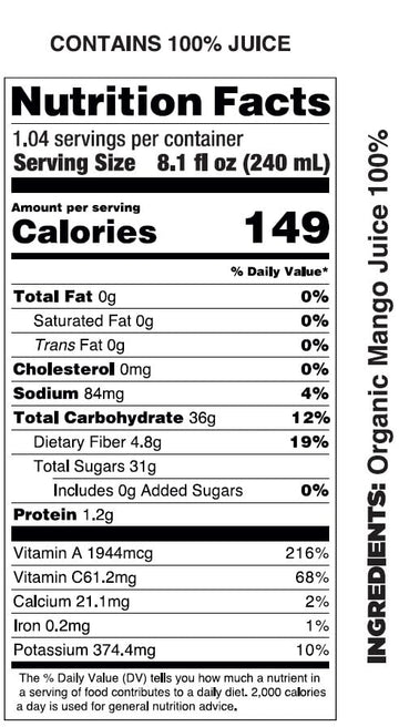 Pomona Organic Juices Pure Mango Juice, 8.4 Ounce Bottle (Pack of 12), Cold Pressed Organic Juice, Non-GMO, No Sugar Added, Not