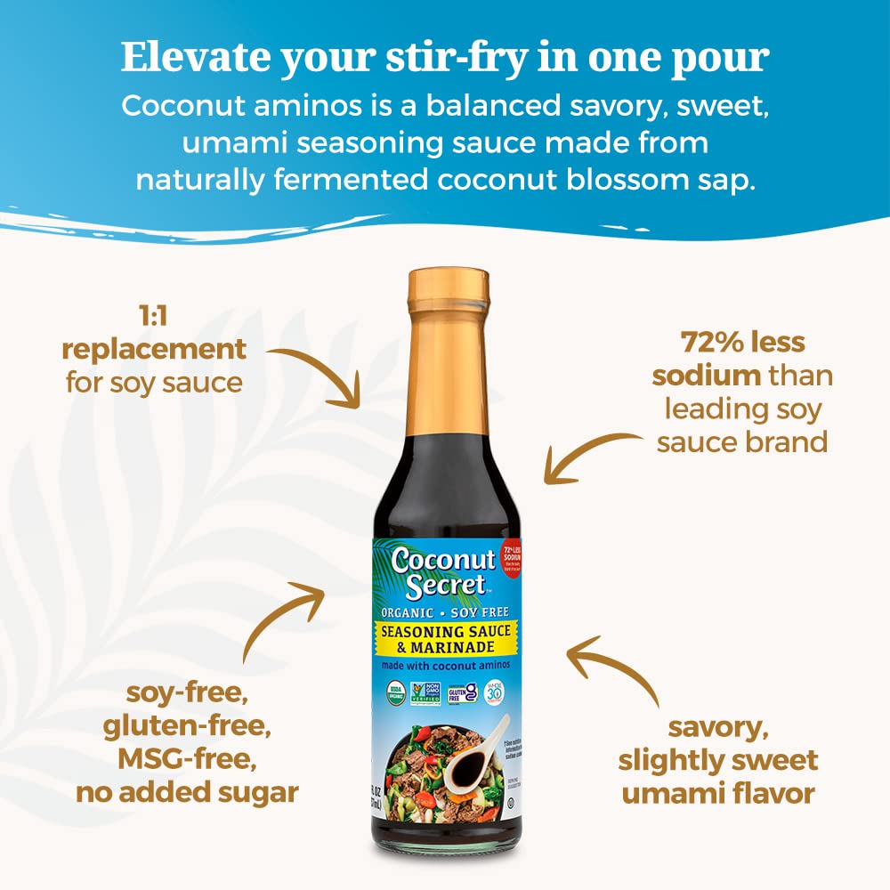 Coconut Secret, Organic Liquid Coconut Aminos, 128 Fl Oz, All-Purpose Seasoning Sauce & Marinade, Soy-Free Soy Sauce Alternative