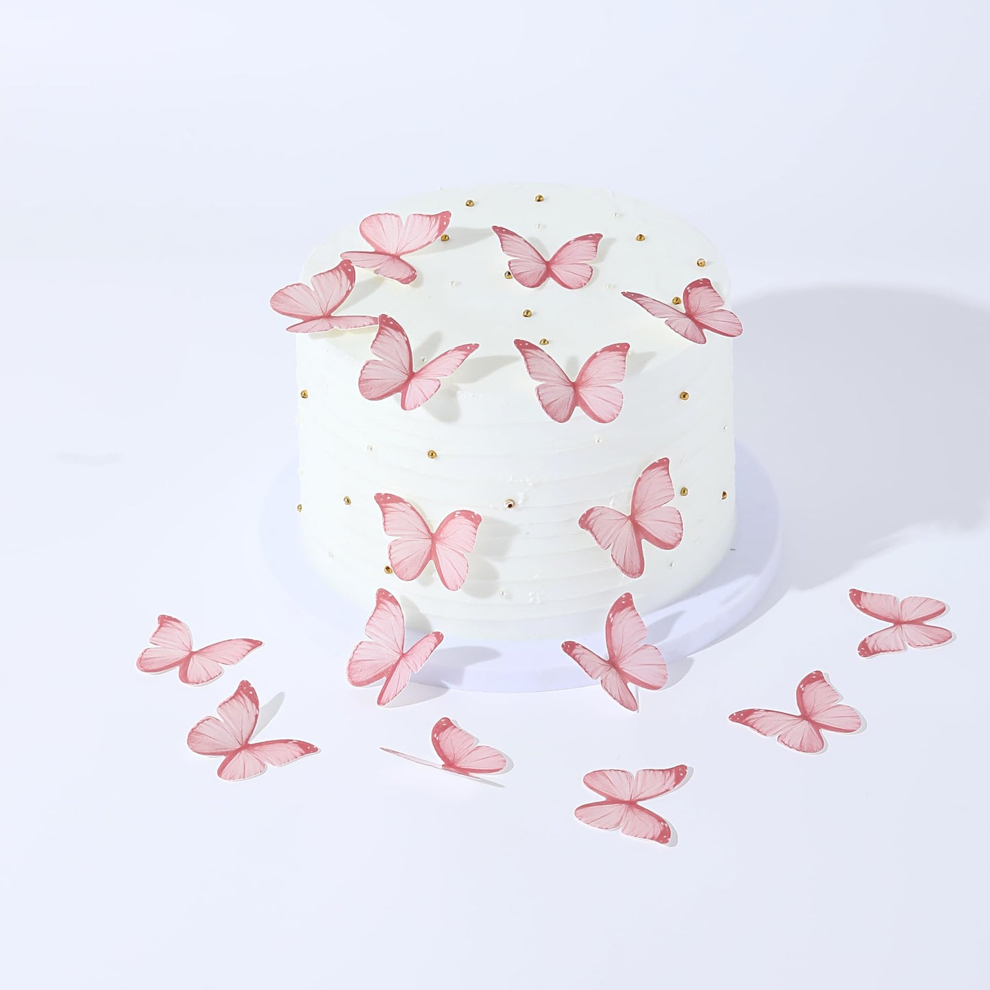 48Pcs Edible Butterflies For Cake Decorations Pink Wafer Paper Butterfly Cupcake Toppers Wafer Glutinous Paper Butterflies For W