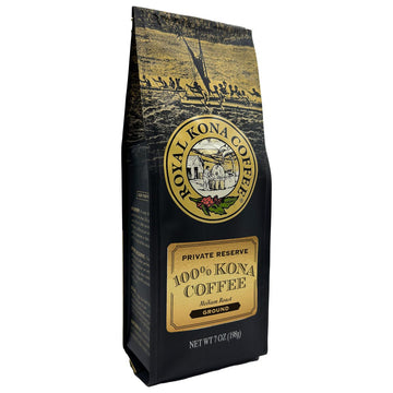 Royal Kona 100% Hawaiian Kona Coffee, Private Reserve Medium Roast, Ground - 7 Ounce Bag