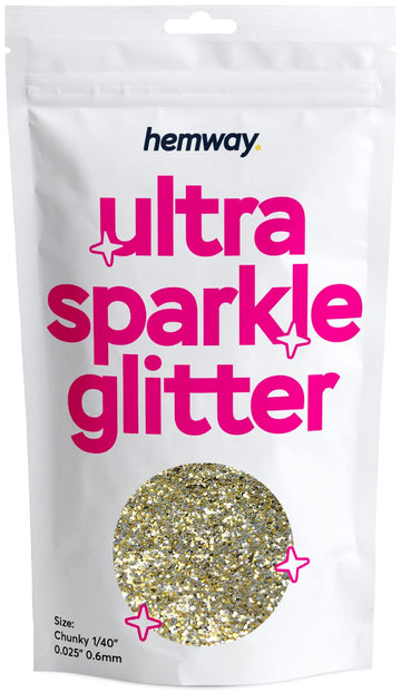 Hemway Premium Ultra Sparkle Glitter Multi Purpose Metallic Flake For Arts Crafts Nails Cosmetics Resin Festival Face Hair - Gol