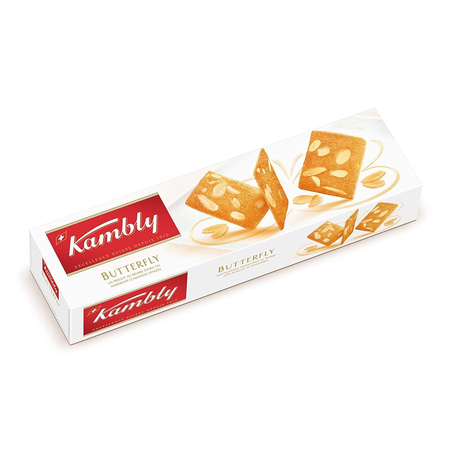 Kambly DeLuxe Swiss Cookies - BUTTERFLY - 100gr / 3.52oz bar (5 Boxes PACK)