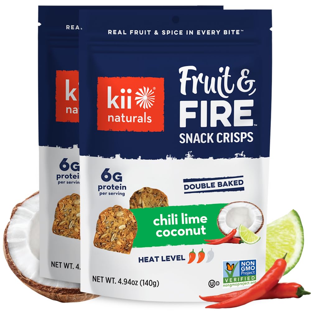 Kii Naturals Fruit & Fire Snack Crisps, Non-GMO, Chili Lime Coconut, 4.9 Ounce (Pack of 2)