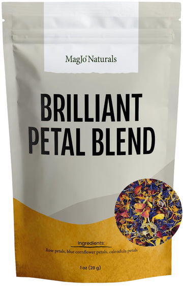 MagJo Naturals Edible Floral Blend - Calendula, Blue Cornflower & Rose Petals, 1 Ounce, Mixed Color
