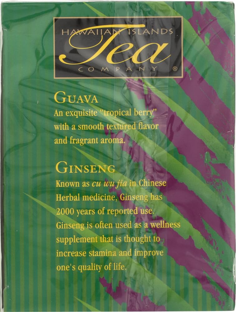 HAWAIIAN ISLANDS TEA COMPANY Guava Ginseng Green Tea - 20 Tea Bags, Multi Color, Model SYNCHKG002555