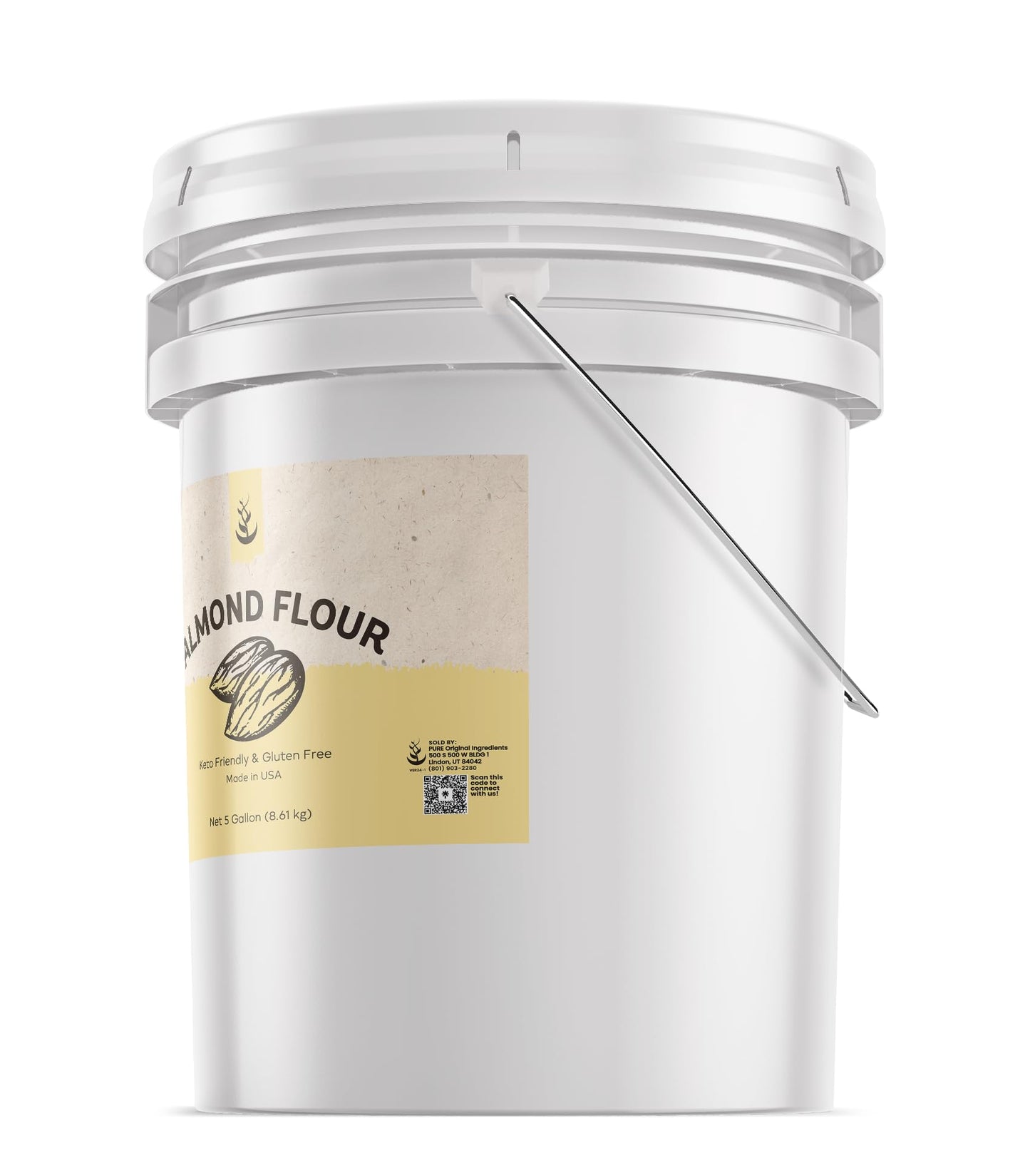PURE ORIGINAL INGREDIENTS Almond Flour 5 Gallon Bucket, 304 Ounce, Gluten-Free, Ideal for Baking