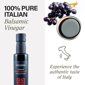 Kouzini Ultra Premium Pomegranate Balsamic Vinegar, Aged Balsamic Vinegars From Modena, Italy, Premium, Smooth & Full-Bodied Fla