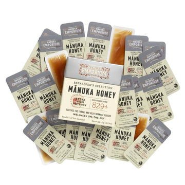 Manuka Emporium Extra High Potency Raw New Zealand Manuka Honey Packets Mgo829+ (Umf 20+ Equiv.) 24 X 0.18Oz Individual Snaps |