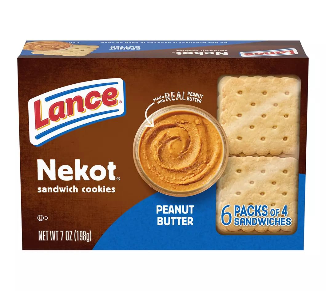 Lance Nekot Peanut Butter Sandwich Cookies - 6 Packs of 4 Sandwiches (7 oz Total)