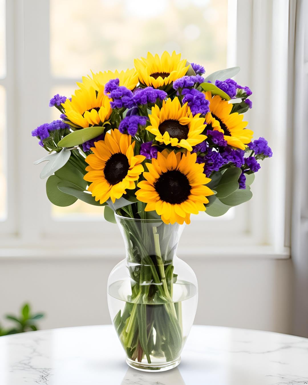 Stargazer Barn - Sunflower Fields Bouquet (Includes Glass Vase) - Fresh Flowers for Delivery - Gift for Anniversary, Birthday, C