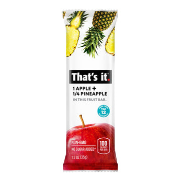 Thats it. Apple + Pineapple 100% Natural Real Fruit Bar, Best High Fiber Vegan, Gluten Free Healthy Snack, Paleo for Children &