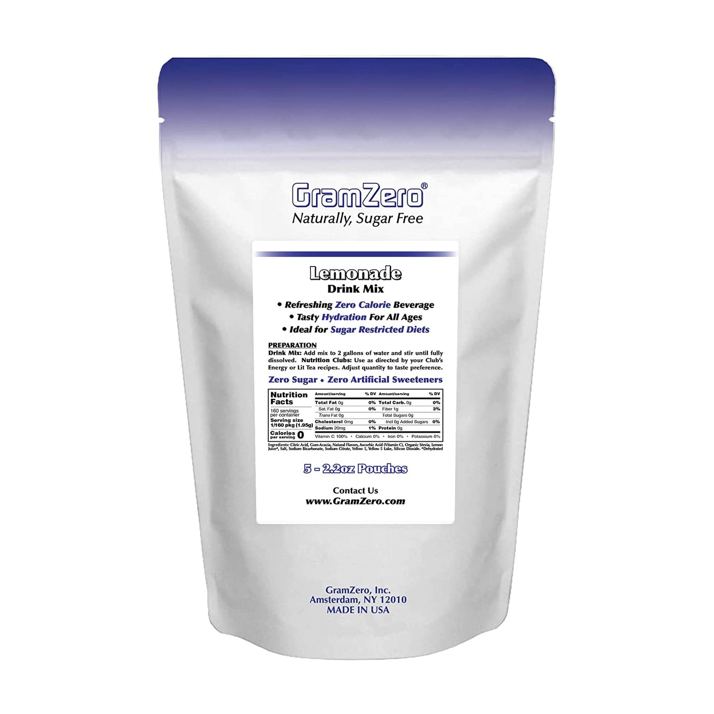 Gramzero Lemonade Sugar Free Drink Mix Sports Pack, Great For Nutrition Club Loaded Teas, Zero Calorie, Stevia Sweetened