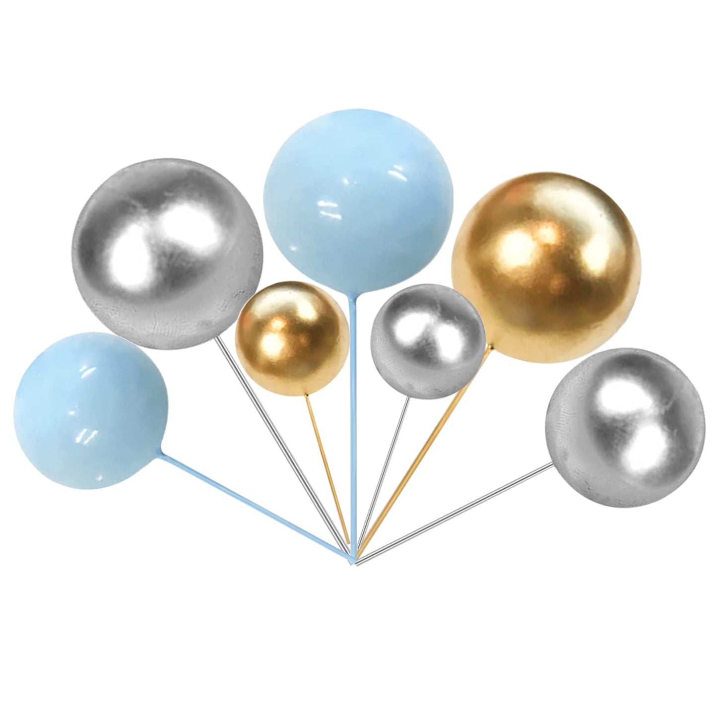 24 Pcs Ball Cupcake Toppers Balls Cake Toppes Foam Balls Cupcake Picks Diy Mini Balloon Cake Inset Topper For Baby Shower Birthd