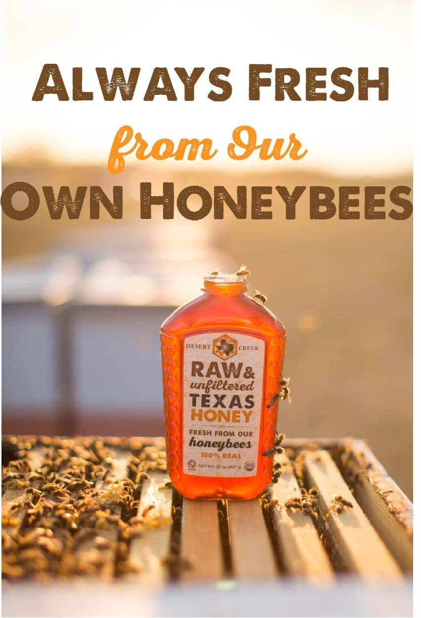 Desert Creek Honey, Honey Bears Containing Raw, Unfiltered, Unpasteurized Texas Honey, 12 Ounce (Pack Of 2)