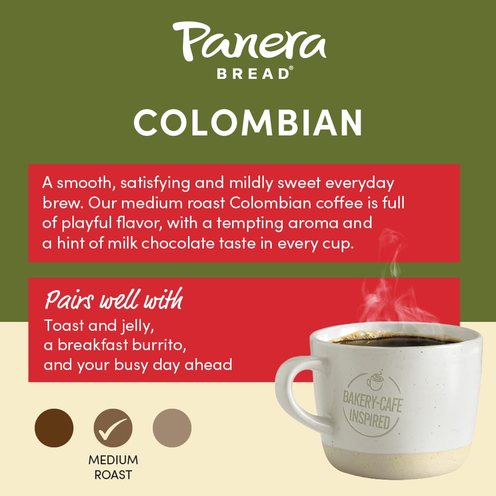 Panera Bread Colombian Medium Roast Coffee, Single Serve 96 Count Pods (4 Packs Of 24)