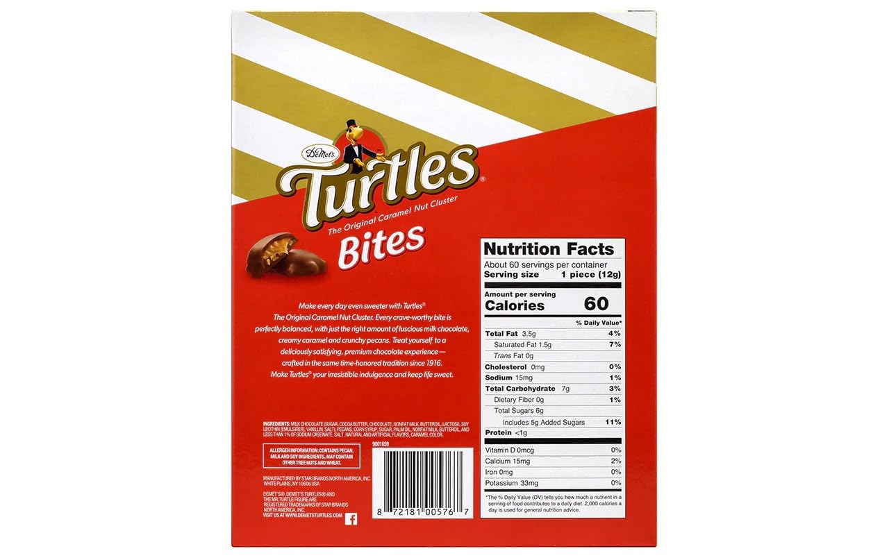 Turtles Bite Size Mini Bars, 0.42 Ounce, Pack of 60, Model TRTAZ11A