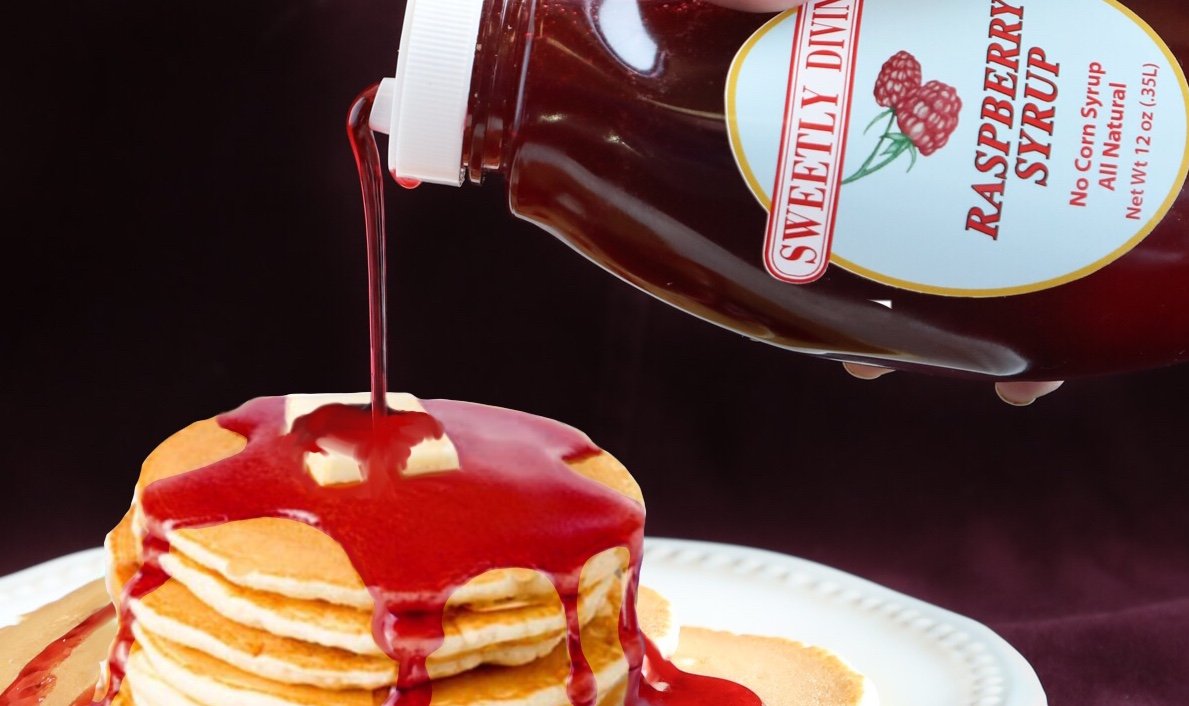 Sweetly Divine Raspberry Syrup for Coffee & Pancakes, 2 Pack of 14 oz Bottles, Natural Fruit Flavor, No High Fructose Corn Syrup