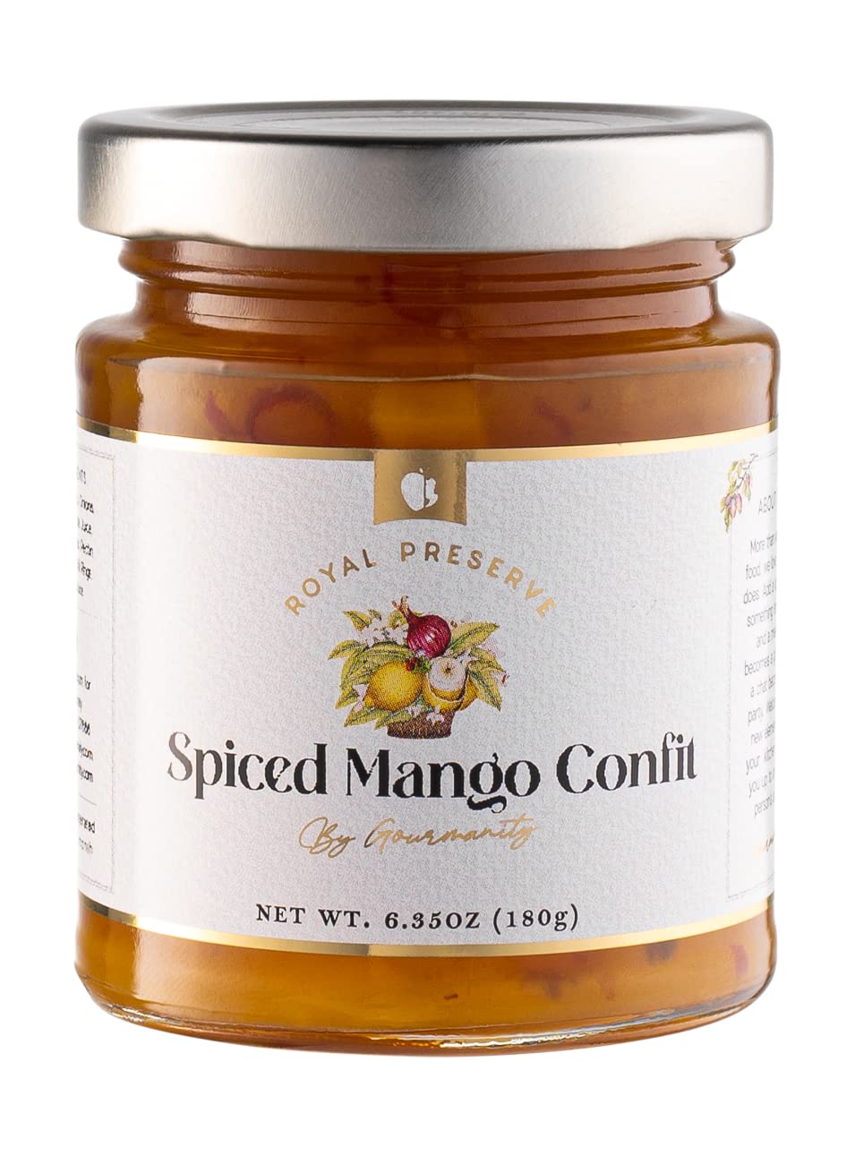 Gourmanity Spiced Mango Chutney, Moderately Hot and Spicy, Pair with Crackers and Cheese or in your Favorite Sauce, All Natural,