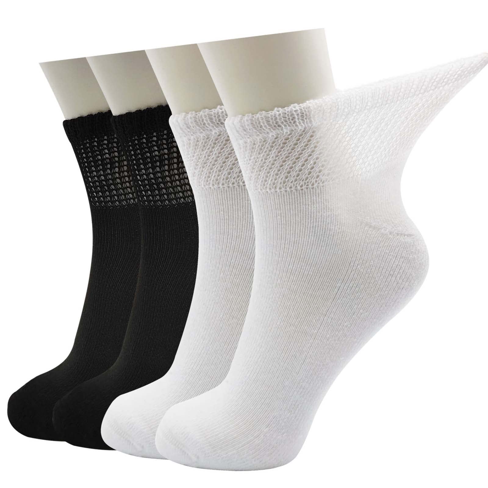 Lin Performance Ankle Diabetic Socks For Women And Men Non-Binding Top Cushion Sole Moisture Wicking, 4 Pairs (Xl, Asst)