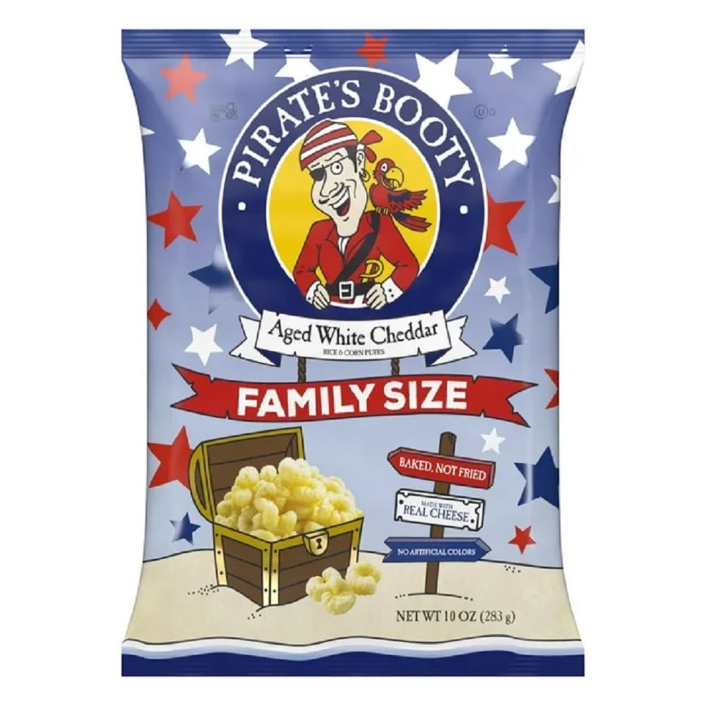 Pirate   S Booty Snack Puffs, Aged White Cheddar, 10 Oz.