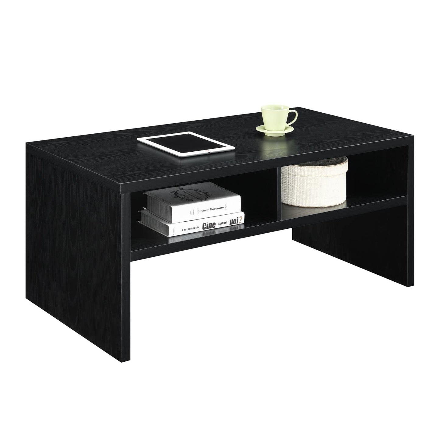 Convenience Concepts Northfield Admiral Deluxe Coffee Table With Shelves R4-0565, Black