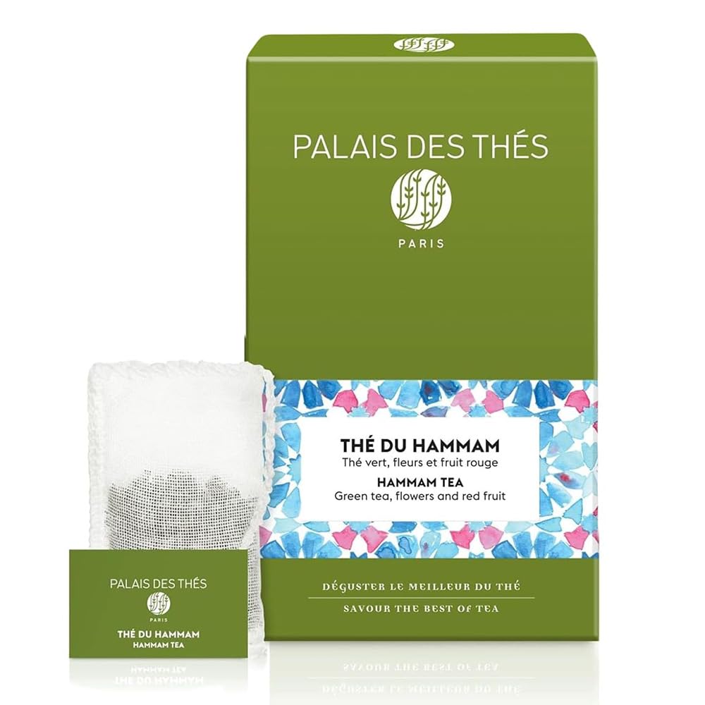 Palais des Thés - Hammam Green Tea, Rose & Red Berries - enhanced Tea Bags, Serves 20 Cups