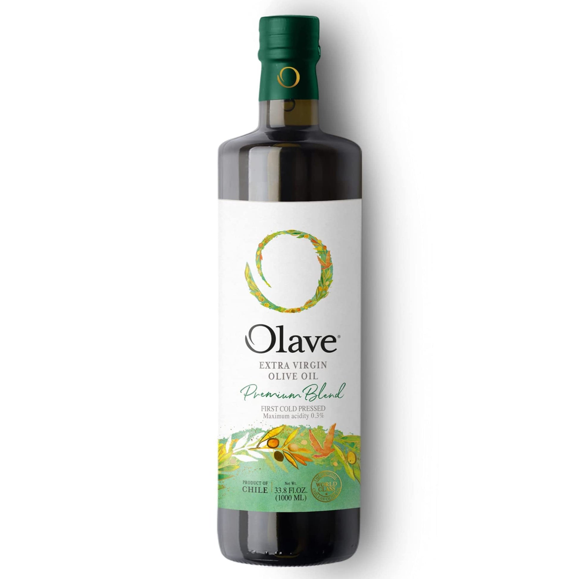 Extra Virgin Chilean Olive Oil by Olave |Premium Blend - First Cold Press, 33.8 Fl Oz (1000 Ml) - 4 pack