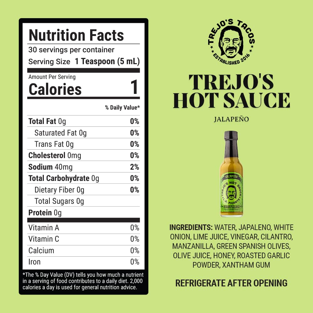 Trejo'S Jalapeo Hot Sauce | Zesty & Flavorful With Green Olives, Lime & Honey | Tangy & Balanced | Non-Gmo & Vegetarian | Perfec