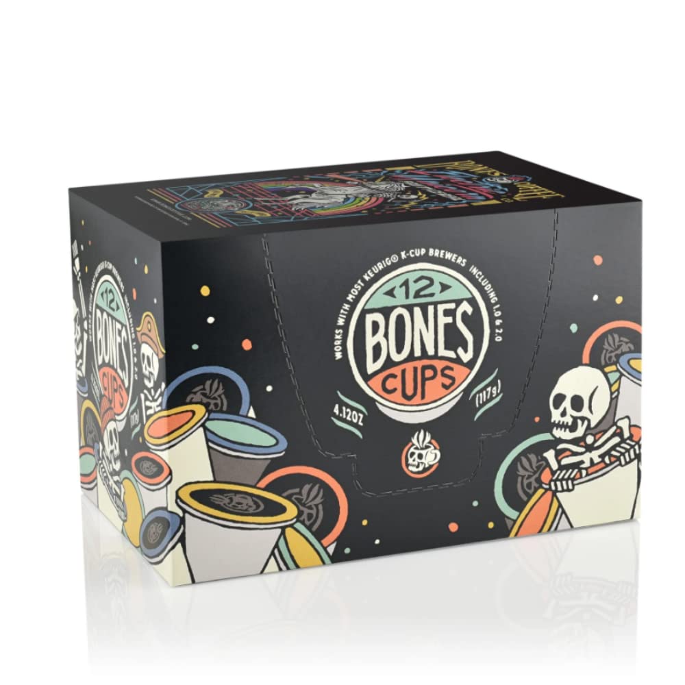 Bones Coffee Company Flavored Coffee Bones Cups Electric Unicorn Fruity Cereal Flavor | 12 Ct Single-Serve Coffee Pods Compatible With 1.0 & 2.0 Keurig Coffee Maker