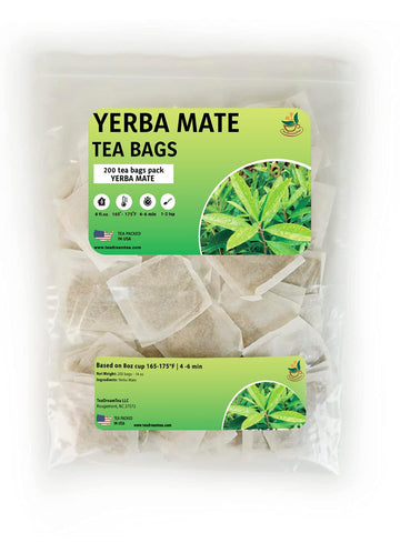 Yerba Mate Tea - Green Cut & Sifted - Unsmoked Energy Boost - 200 Tea Bags - Packed with Nutrients - Your Perfect Coffee Replace