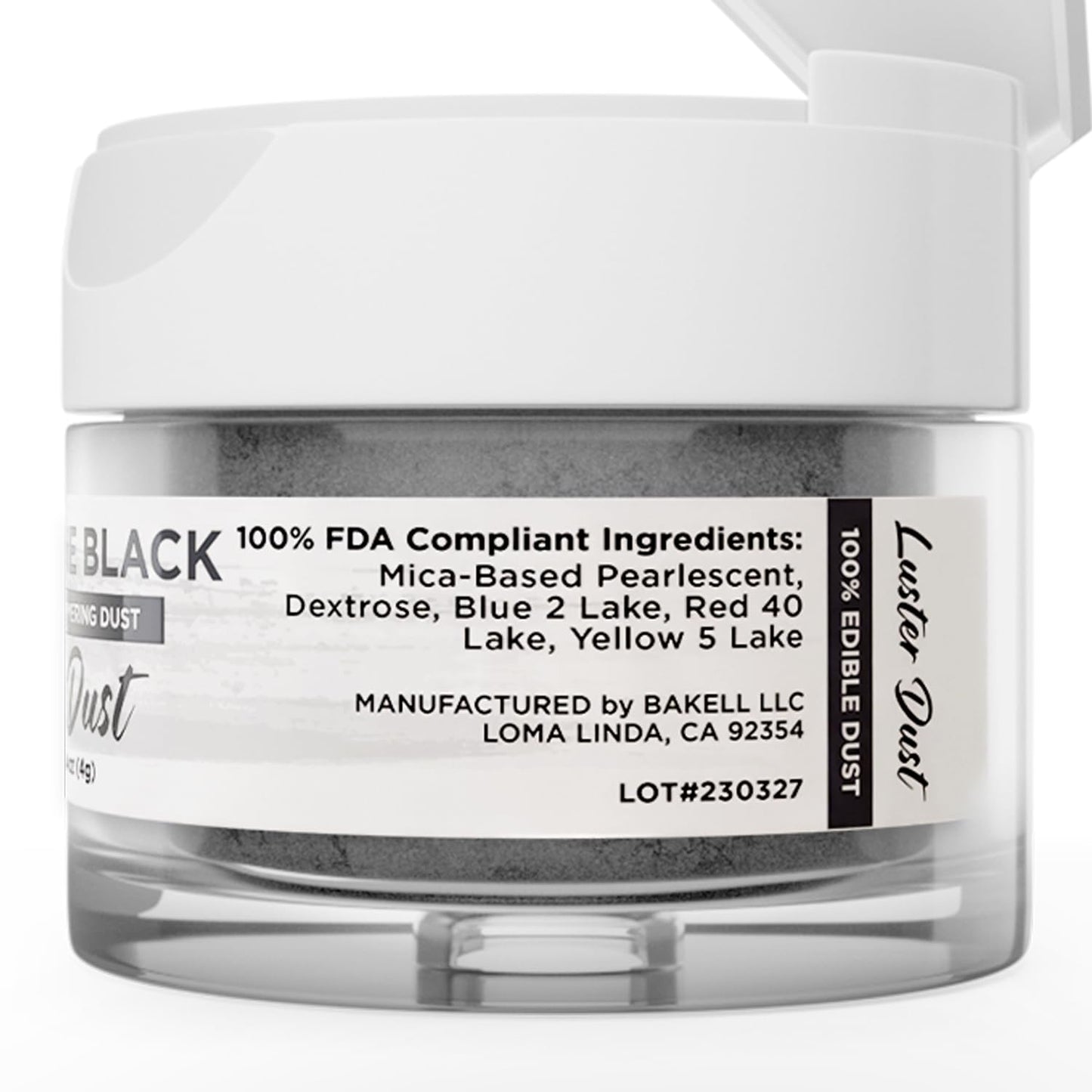 Luster Dust - Moonstone Black (4G 1X Jar) | Edible Vegan Dust & Paint For Cake Decorating, Ice Cream, Desserts, Cocktails And Be