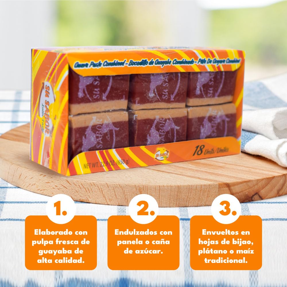Su Sabor Guava Jelly Paste, A Delicious Paste Made From Guava Fruits In Colombia. Bocadillo De Guayaba 18 Units (Veleo Combinado