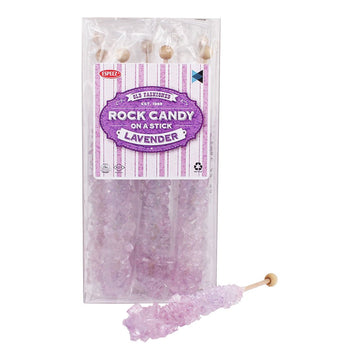 Extra Large Rock Candy Sticks: 12 Lavender Rock Candy Sticks - Tutti-Frutti - Individually Wrapped For Party Favors, Candy Buffe