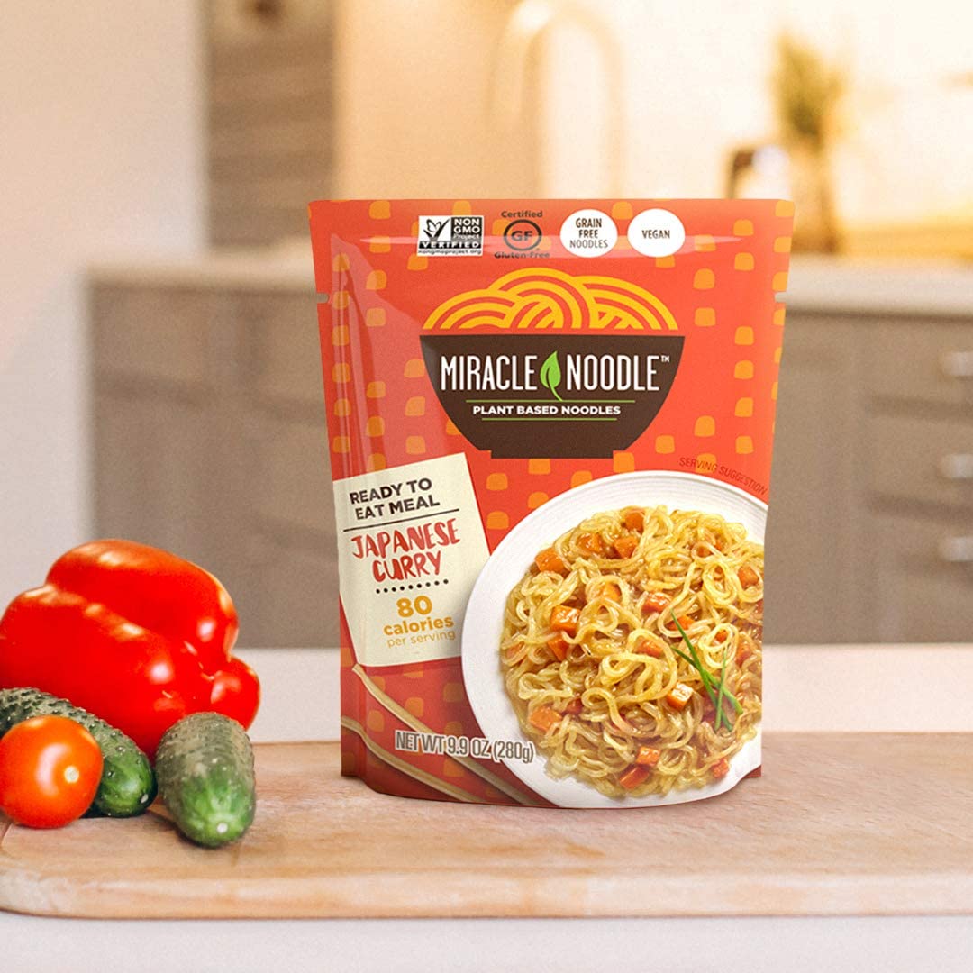 Miracle Noodle Japanese Curry Konjac Shirataki Noodles - Ready To Eat Plant Based Vegan, Gluten Free, Paleo Friendly, Non-Gmo, 10 Oz, 6-Pack