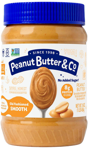 Peanut Butter & Co. Old Fashioned Smooth Peanut Butter, Non-GMO, Gluten Free, Vegan, No Sugar Added, 16 Ounce