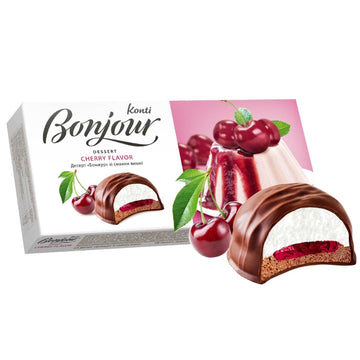 Konti Bonjour Dessert Cherry Flavor Cookies for Any Celebration- Indulge in Gourmet Dessert with Rich Caramel for A Mouthwaterin