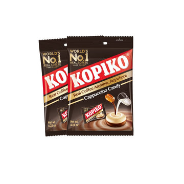 Kopiko Cappuccino Candy - Hard Candy with Real Coffee Extract - 2-Pack 4.23oz - Brown