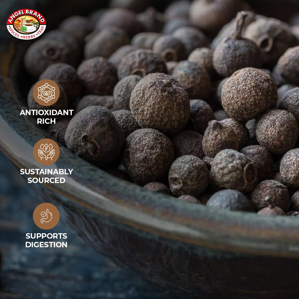 Angel Brand Allspice Berries Whole - 1.5 oz Bottle - Jamaican Allspice for Cooking and Pickling