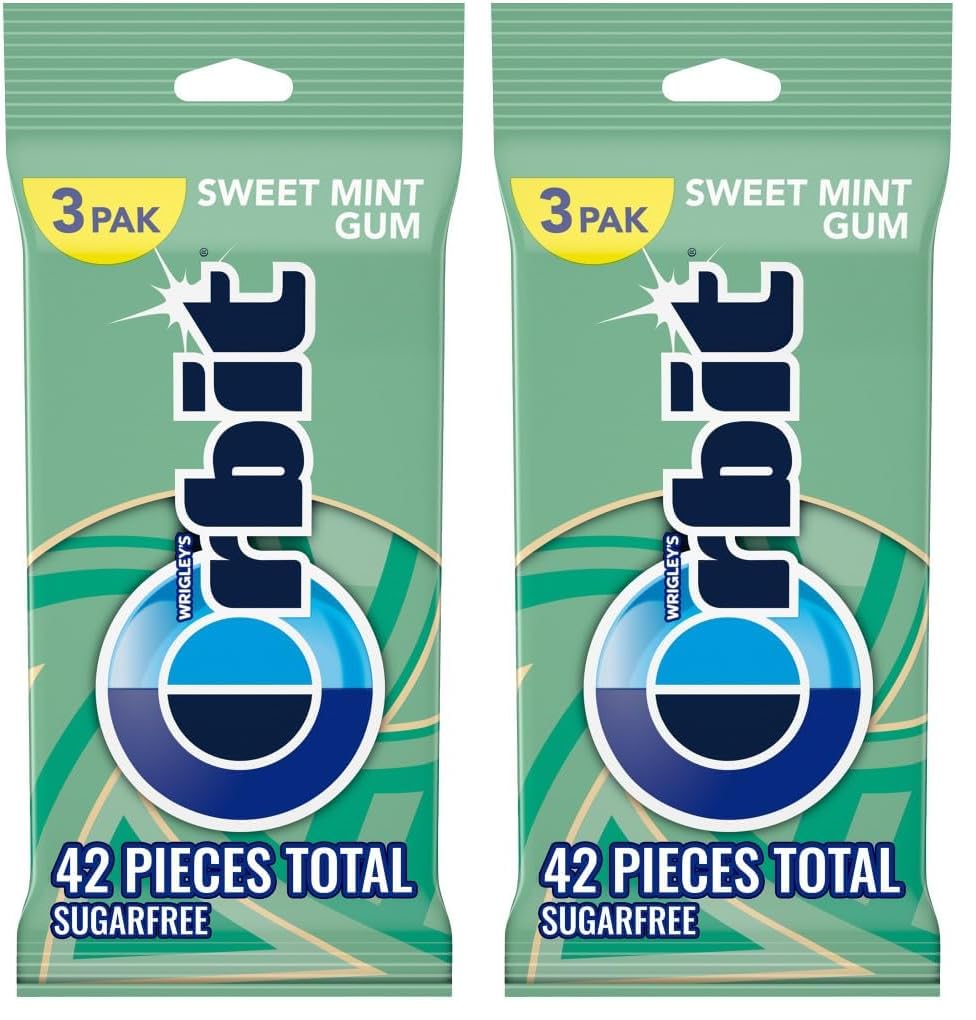 ORBIT Sweet Mint Sugar Free Back to School Chewing Gum, 3 Ct Packs (Pack of 2)